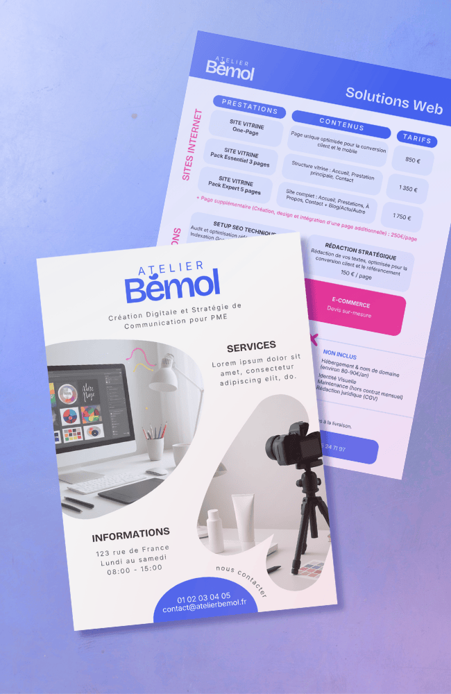 Atelier Bémol - Maquette Design Impression et Réseaux Sociaux